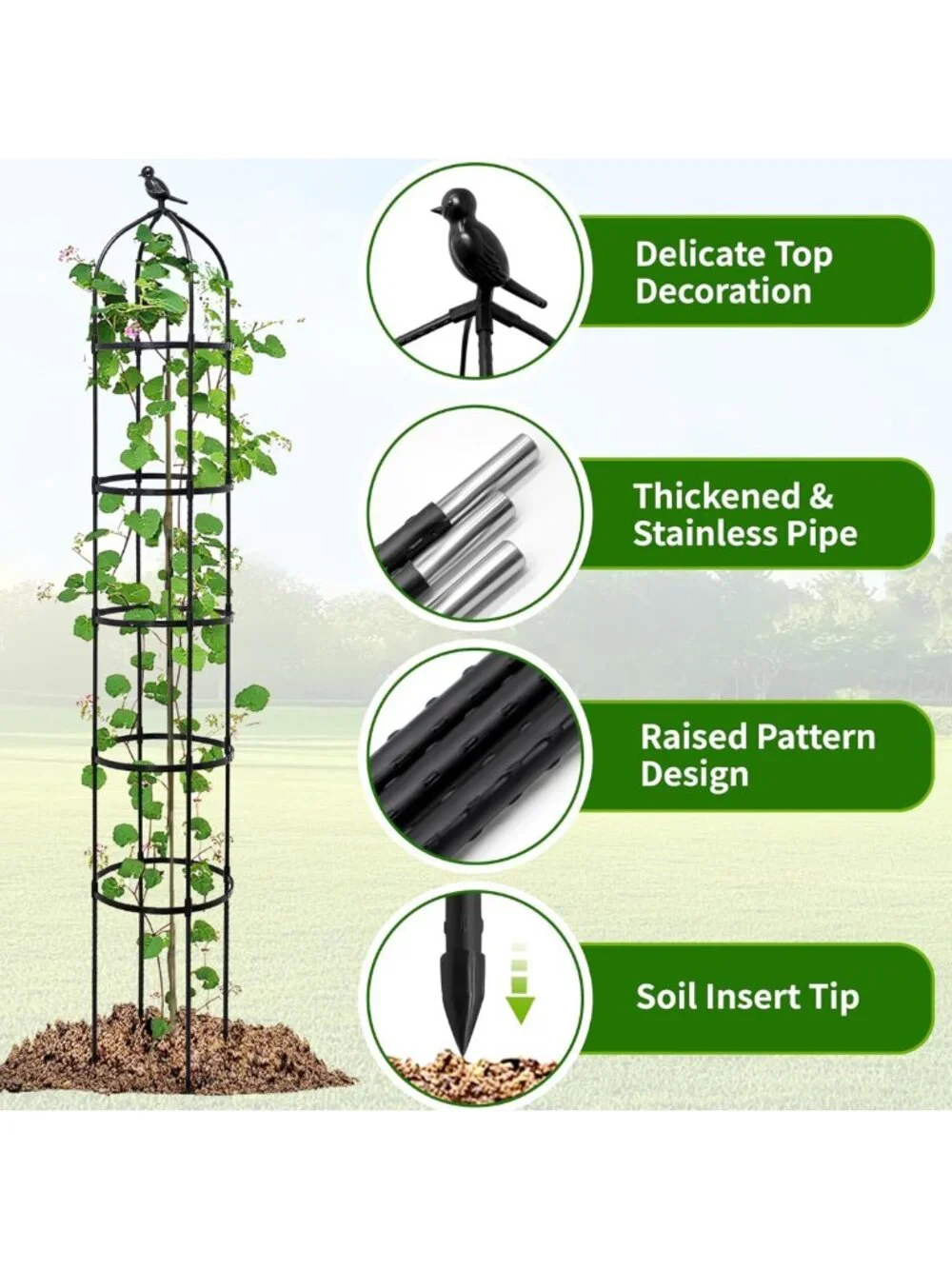 2-Pack 6.7FT Adjustable Metal Garden Trellis for Climbing Plants & Vines